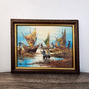 African Coastline Artist Signed Oil Painting by Dan Henson Unique Artwork Rare